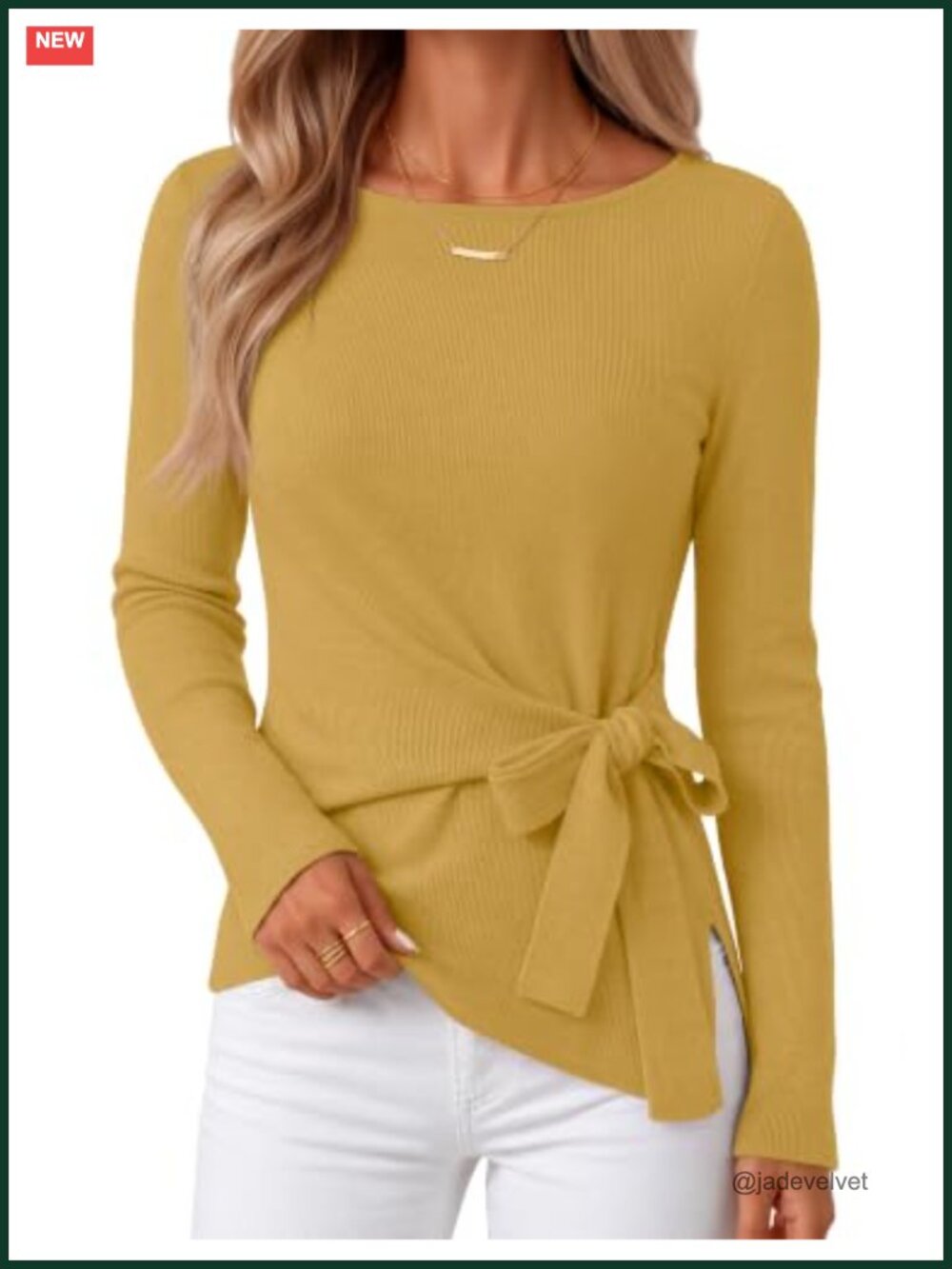 Lightweight Knit Tie Front Ruched Waist Long Sleeve Pullover Sweater